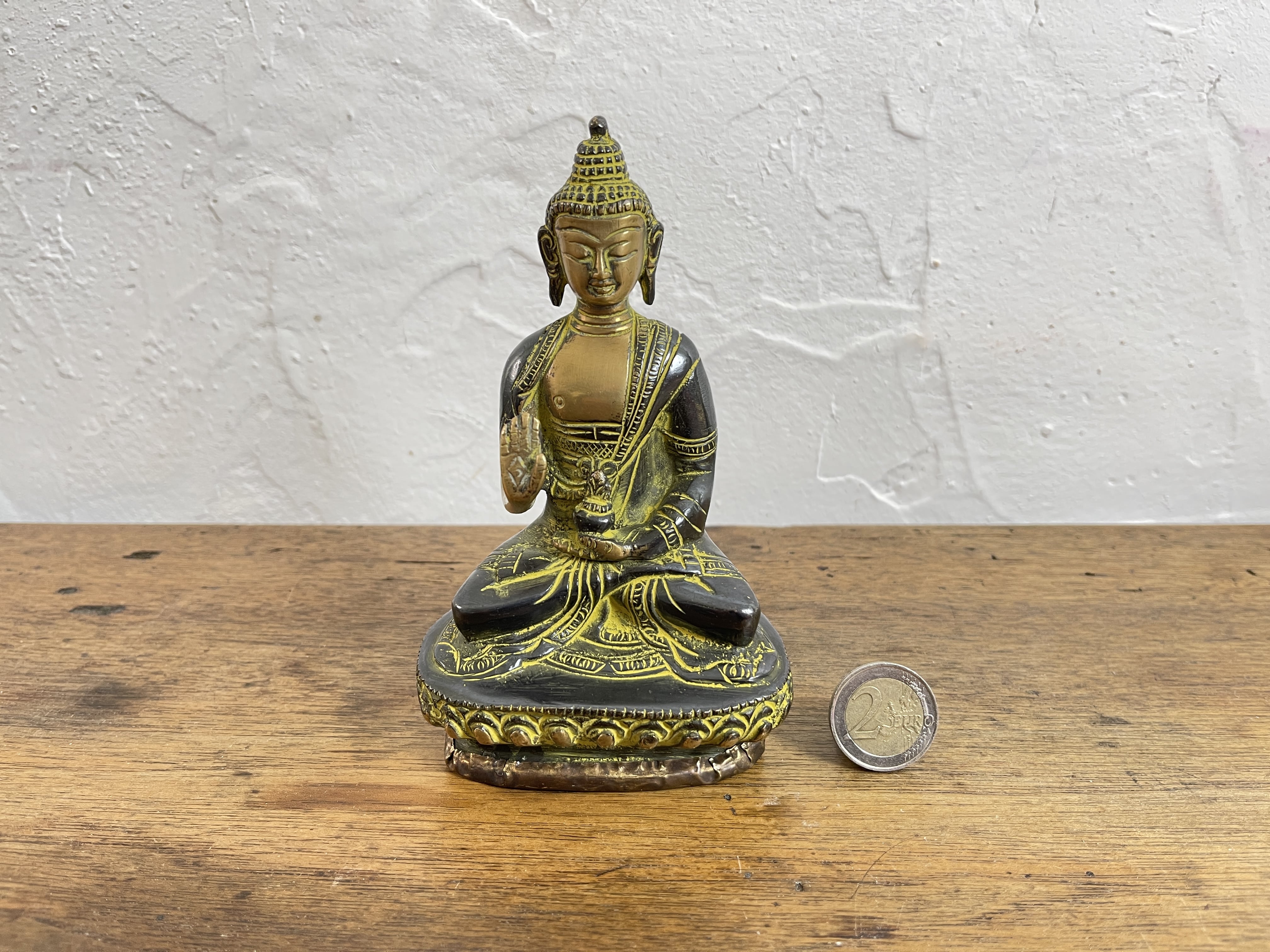 STATUE DE BOUDDHA de la protection Assis Petit Bicolore